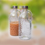 Glass Bottle With Steel Lid And Handle 1000ml/ 1pc/White Gold (WG-11147)