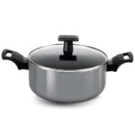 Milton Pro Cook Blackpearl Biryani Pot with Glass Lid, 28 cm, 7.3 litres, Grey Body, Dishwasher, Flame & Induction Safe